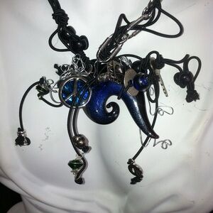 Unique Black and Blue Pendant Necklace